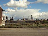 Zug Island (River Rouge) as seen from West Jefferson in Delray