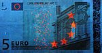 5 euro note under UV light (Obverse)