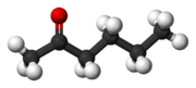 Ball-and-stick model of hexan-2-one