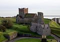 The interior earthen ramparts of Dover Castle