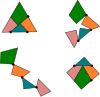 Dudeney's hinged dissection of a triangle into a square.