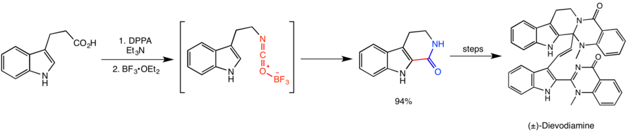 The Curtius rearrangement in the total synthesis of Dievodiamine