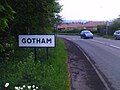 "Welcome to Gotham" sign, Gotham, Nottinghamshire