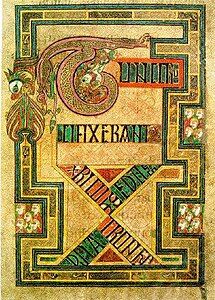 A highly stylised ouroboros from The Book of Kells, an illuminated Gospel Book (c. 800 CE)