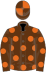 BROWN, Orange spots, Brown sleeves and Orange spots, Brown cap and Orange quartered