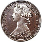 Copper coin with a woman's head