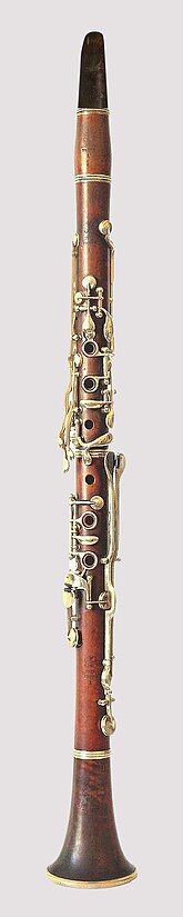 Baermann clarinet, ca. 1870, intermediate between the Müller and Oehler clarinets.