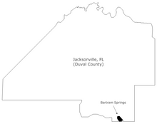 Location of Bartram Springs in Jacksonville