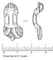 Small Square-Headed brooch of Anglo-Saxon at 2:1 scale