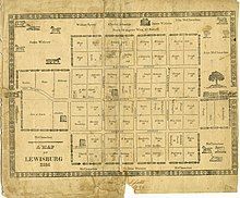 Map of Lewisburg in 1825 showing residents