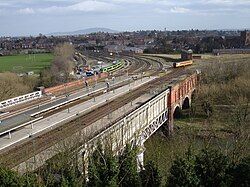 Severn Bridge Junction as viewed from Shrewsbury Castle