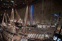 Vasa, top deck and port side, seen from above.