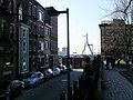 From left to right can be seen the Skinny House, the Leonard P. Zakim Bunker Hill Memorial Bridge, and the Copp's Hill Burying Ground.