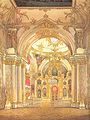 Image 13The Winter Palace's Grand Church today retains its original rococo decoration. The onion dome above it is one of the few concessions to an older Russian architecture allowed to be visible from the exterior. Painting by Eduard Hau. (from Rococo)