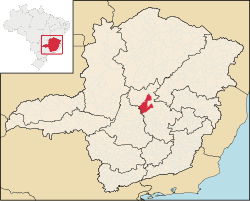 Location of Curvelo in the state of Minas Gerais