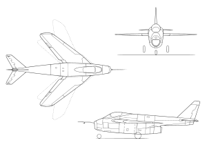 Orthographically projected diagram of the Bell X-5.