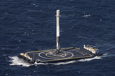 First stage of Falcon 9 Flight 23 at SpaceX CRS-8, by Official SpaceX Photos