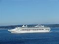 The Dawn Princess leaving Seattle.