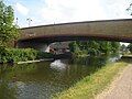 Road bridge leading to the island spanning the River Lee Navigation (completed 1998)