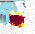 Image 2Distribution of ethnic Lithuanian population during the 19th century   over 50% Lithuanian   30% – 50% Lithuanian   20% – 30% Lithuanian   10% – 20% Lithuanian   5% – 10% Lithuanian   3% – 5% Lithuanian   1% – 3% Lithuanian (from History of Lithuania)