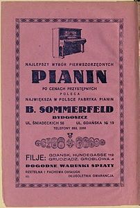 1930 Advertising for Piano Sommerfeld, with German street numbering, "Nr.56"