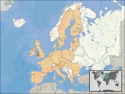 Location of Republic of Ireland/Infobox Border (orange) in the European Union (camel)