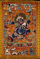 Yama, Tibet, 17th- or early 18th-century. Over six feet high, this was originally one of a set of protective deities.[18]