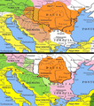 Image 10Top: territories controlled by the Dacian king, c. 50 BC; bottom: territories controlled by the Dacian king, circa year zero (from History of Romania)