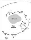 Detail map of Mare Imbrium's features. Plato is the feature marked "C".