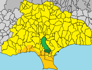 Ypsonas (green) within the Limassol District (yellow)