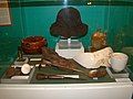 Items recovered from the Lucerne shipwreck site, on display at the Madeline Island Historical Museum.