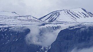 Chasm couloir above the northeastern shore. Seen from Uummannaq.