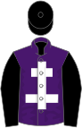 Purple, white cross of lorraine, black sleeves and cap