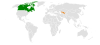 Location map for Canada and Uzbekistan.