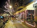 Street scene outside one of the many Italian restaurants for which the North End is known