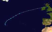 A track map of Tropical Storm Ernesto