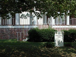 The entrance to Founder's Hall