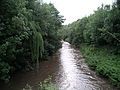 View downstream from the bridge over River Sowe near the Mill in Baginton.