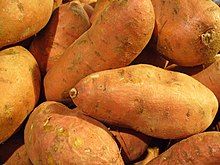 Several elongated reddish brown tubers