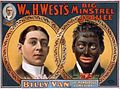 Image 134A lithograph for "William H. West's Big Minstrel Jubilee" from 1900, showing the blackface transformation of Billy B. Van (from Portal:Theatre/Additional featured pictures)