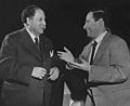 Pierre Monteux (l) with Peter Brook in 1953