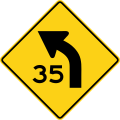 W1-2aL Left curve with speed advisory