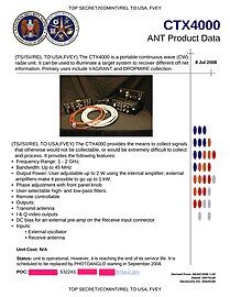 CTX4000 – Portable continuous-wave radar (CRW) unit to illuminate a target system for Dropmire collection