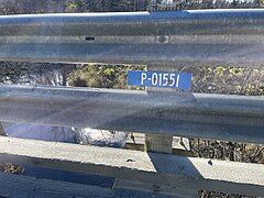 Sign on bridge P-01551, Ruisseau Ayotte, rang Price[4]' [6]