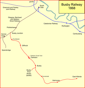 Busby Railway system after extension to East Kilbride