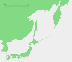 Location of the Spafaryev Islands in the Sea of Okhotsk.