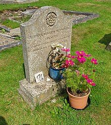 inscribed headstone to Frederick Seward Trueman. Headstone is also inscribed with a Yorkshire rose