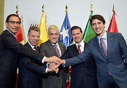 President Enrique Peña Nieto and President Sebastián Piñera in Lima, Peru; 2018.