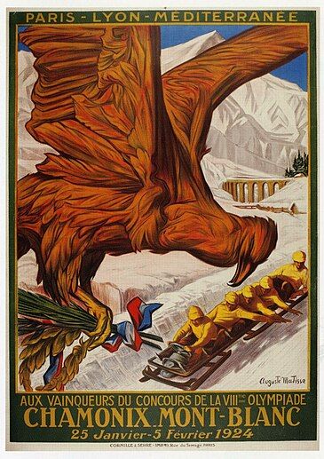 Poster for the "Winter Sports Week" for the 1924 Olympics