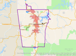 Map of Fayetteville–Springdale–Rogers, AR Metropolitan Statistical Area